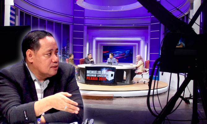 Anggota Bawaslu Herwyn JH Malonda saat menjadi narasumber di TVRI dengan tema Mengelola Ancaman Logistik Pilkada 2024, Rabu (31/7/2024).