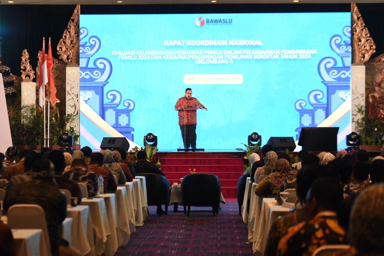 Koordinasi Nasional Evaluasi Kelembagaan Pengawas Pemilu dalam Pengawasan Pemilu 2024 dan Kesiapan Pemilihan Serentak 2024 di Bali, Sabtu (28/9/2024).
