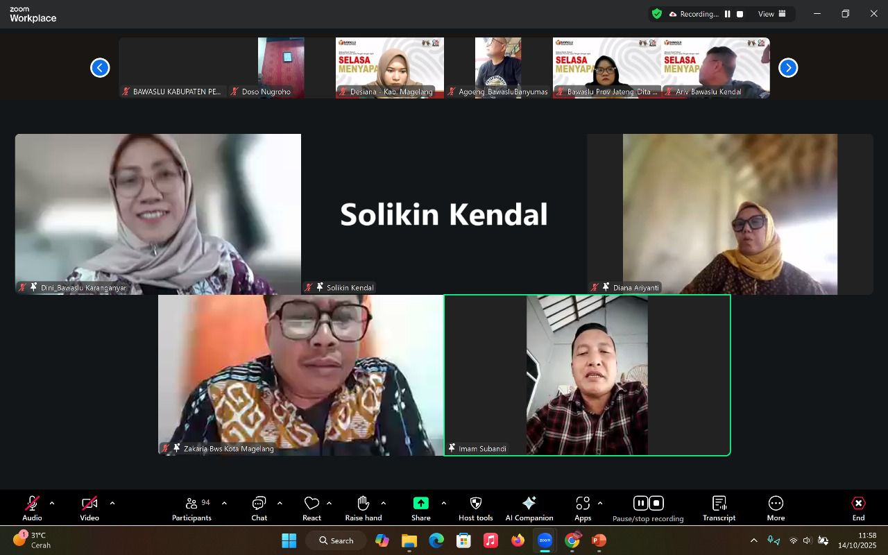 Bawaslu Jawa Tengah bahas melalui Daring tentang Hukum Pencalonan dan Tantangan Pengawasan di Lapangan