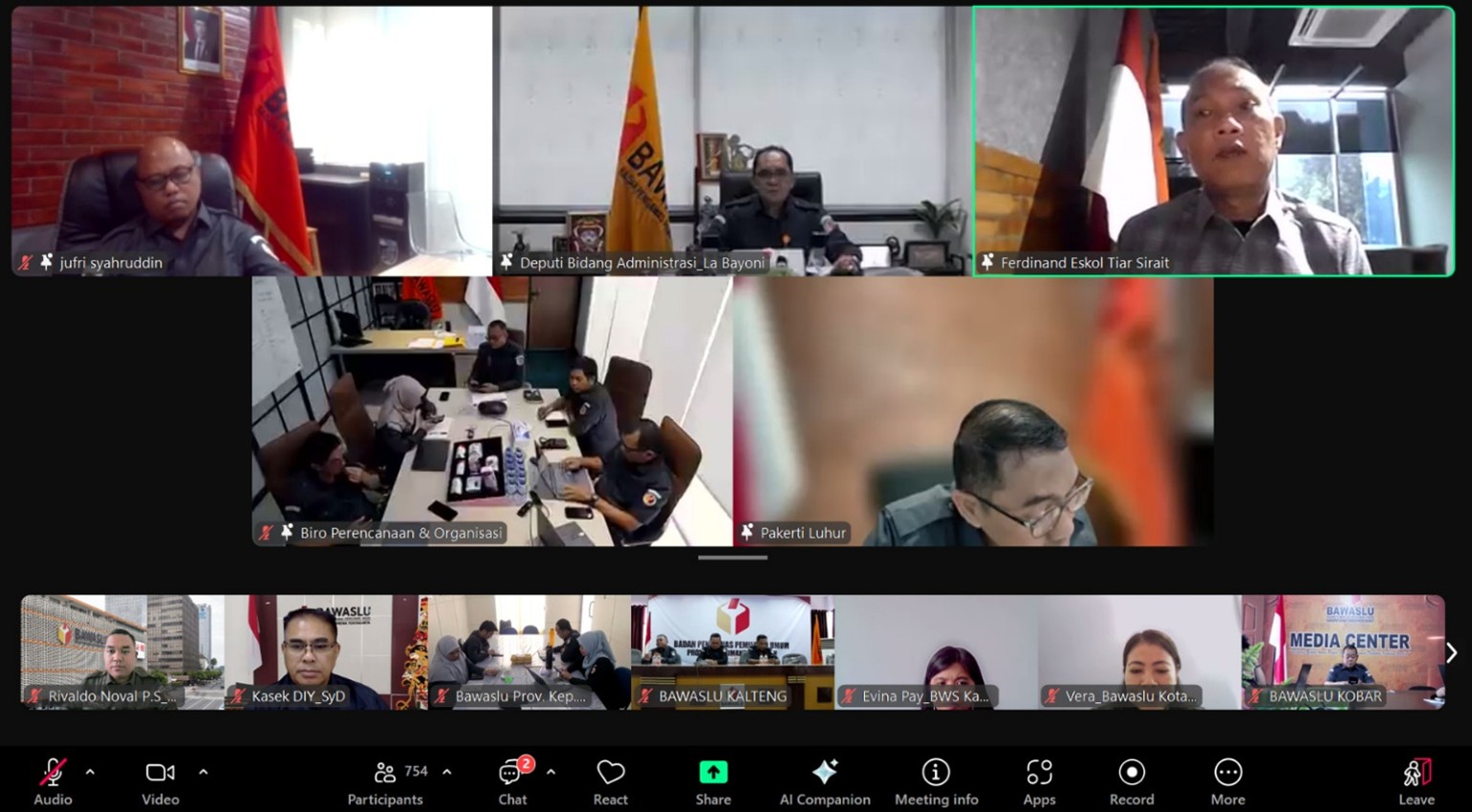 Bawaslu Kota Magelang menghadiri Rapat Pembinaan dan Evaluasi oleh Bawaslu RI