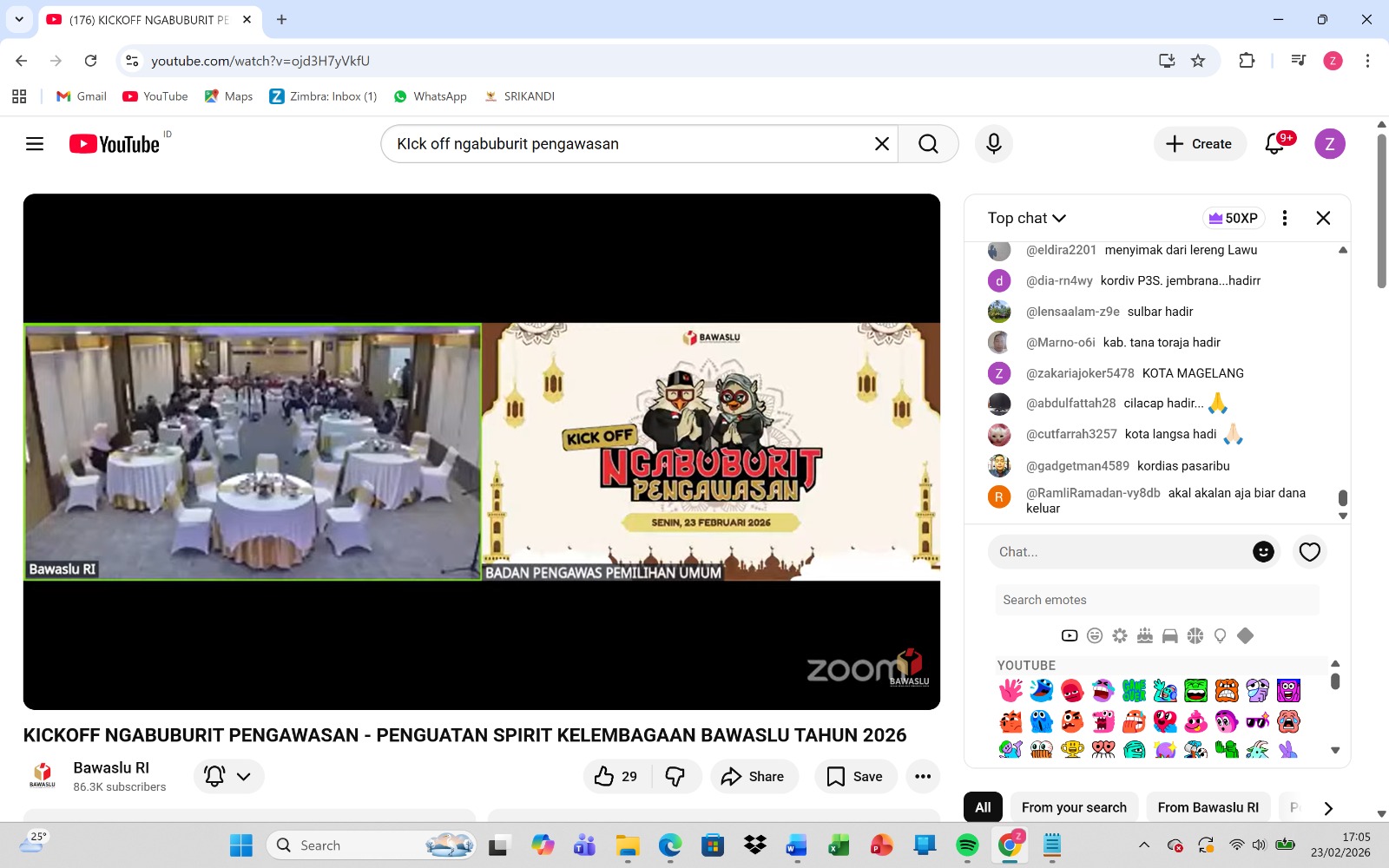 Bawaslu Kota Magelang Menghadiri Kegiatan Melalui Kanal Digital Bertajuk Kick Off Ngabuburit Pengawasan oleh Bawaslu RI