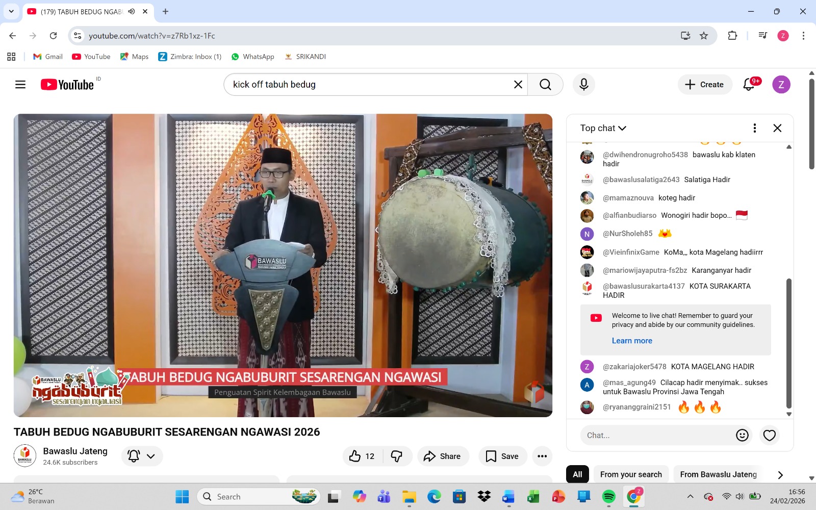 Bawaslu Kota Magelang Menghadiri Tabuh Bedug Ngabuburit Pengawasan oleh Bawaslu Provinsi Jawa Tengah