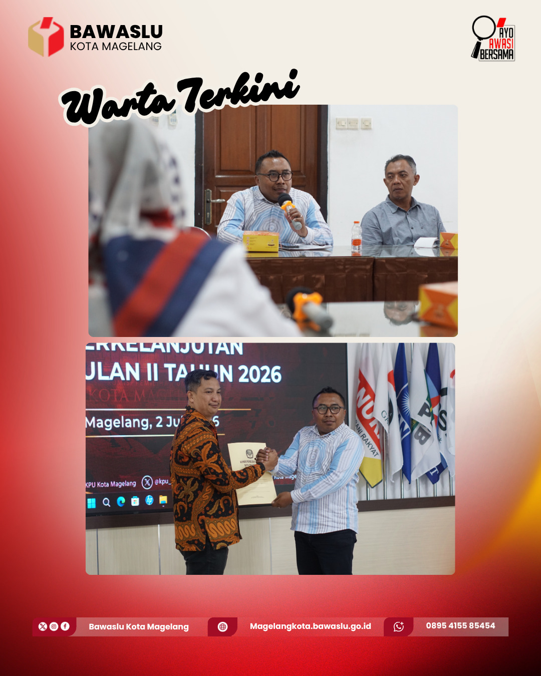 Bawaslu Kota Magelang melakukan Pengawasan Rapat Pleno Rekapitulasi Pemutakhiran Data Pemilih Berkelanjutan Triwulan II Tahun 2026