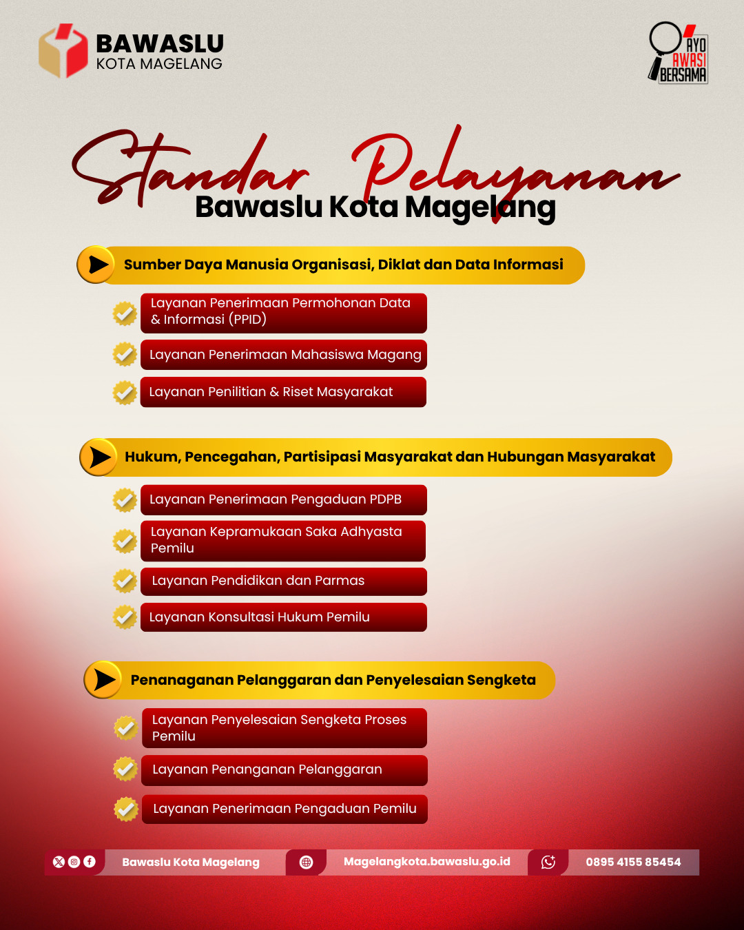 Bawaslu Kota Magelang Mensosialisasikan mengenai Standar Pelayanan melalui Media Sosial